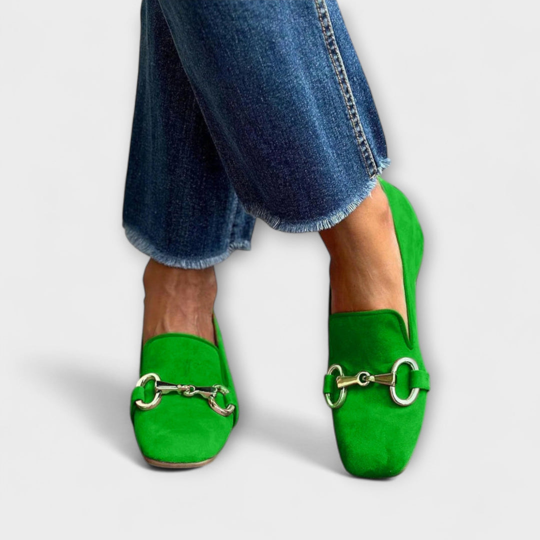Taliah – Square Toe Loafers with Buckle Detail