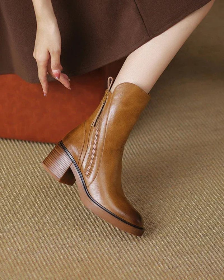 Belle Étoile™ | Garciel – Black leather ankle boots with comfort heel