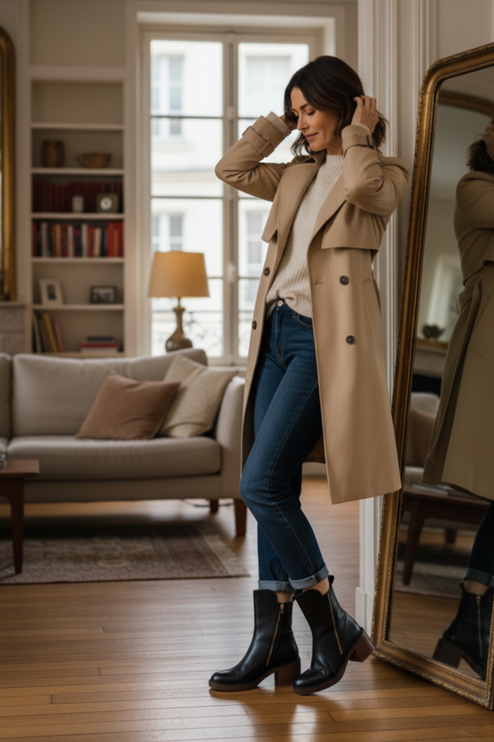 Belle Étoile™ | Garciel – Black leather ankle boots with comfort heel