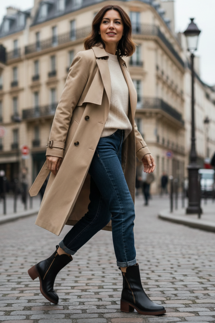 Belle Étoile™ | Garciel – Black leather ankle boots with comfort heel
