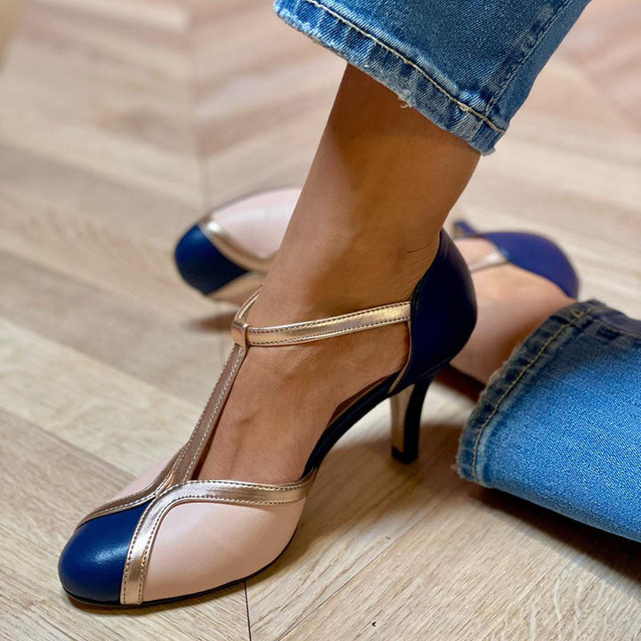 Laya™ | Elegant T-Strap Pumps with Round Toe, Colorful and Extremely Comfortable