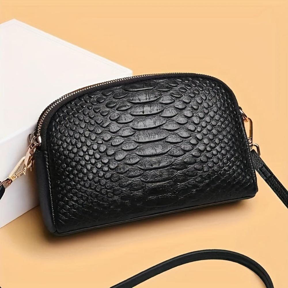 Cora | Stylish Mini Crossbody Bag in Crocodile-Patterned Faux Leather