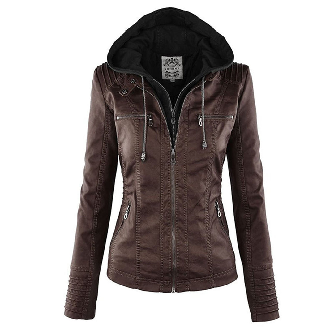 MP | Stylish Hooded Leather Jacket