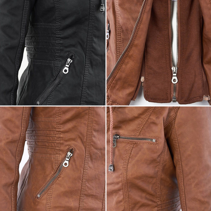 MP | Stylish Hooded Leather Jacket