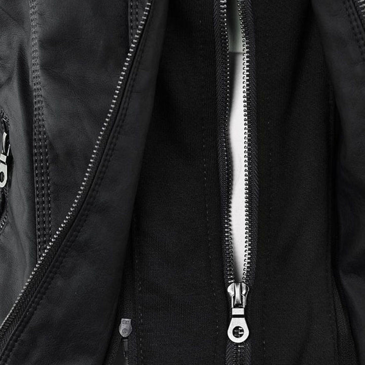 MP | Stylish Hooded Leather Jacket