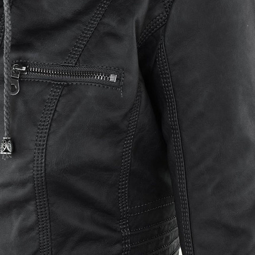 MP | Stylish Hooded Leather Jacket