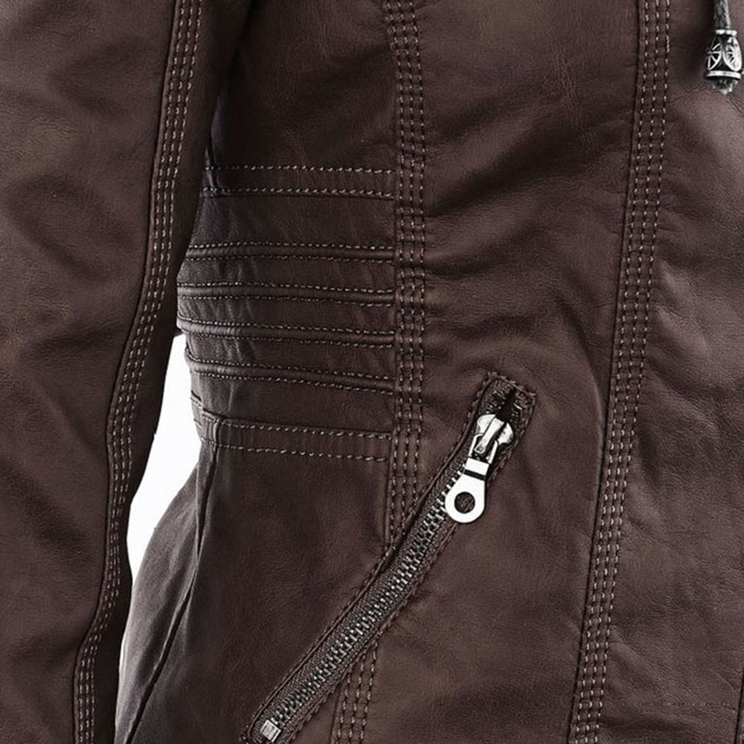 MP | Stylish Hooded Leather Jacket