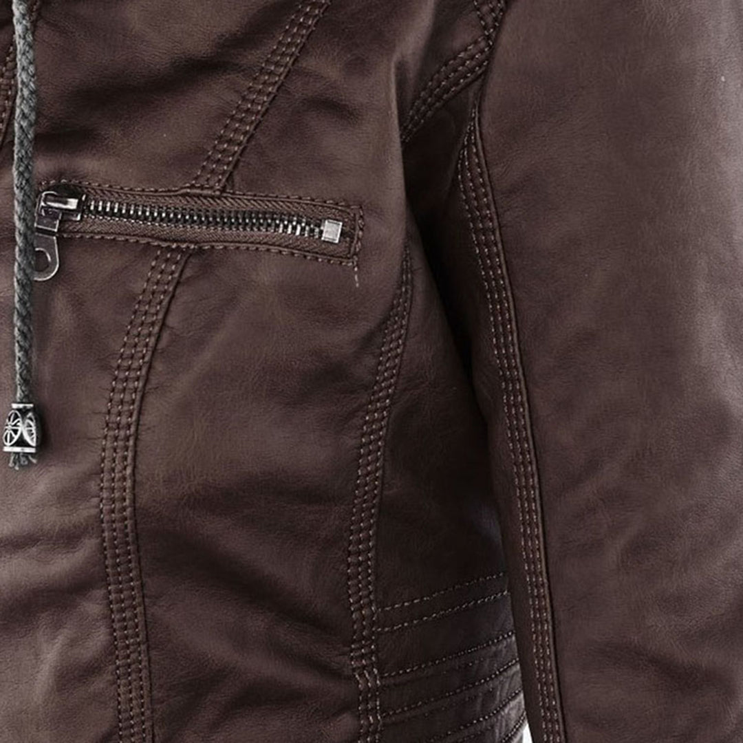 MP | Stylish Hooded Leather Jacket