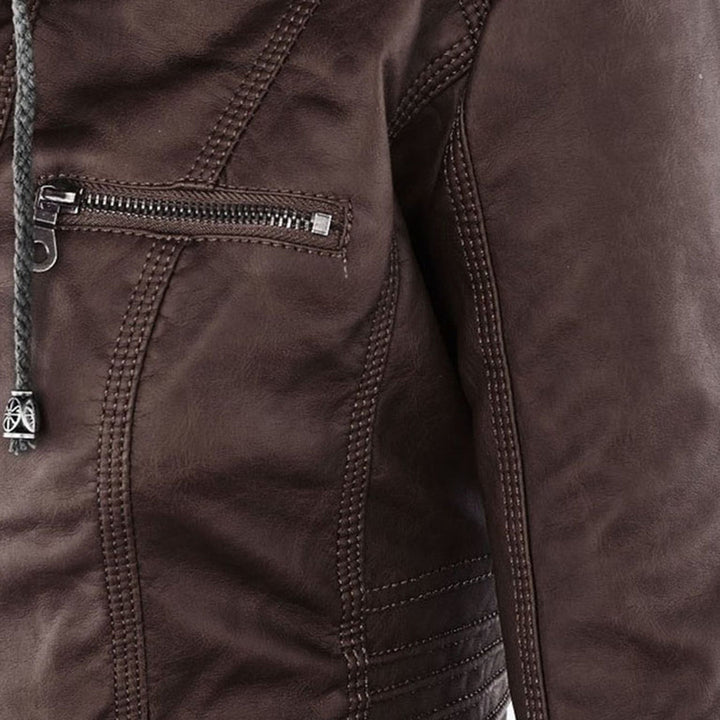 MP | Stylish Hooded Leather Jacket