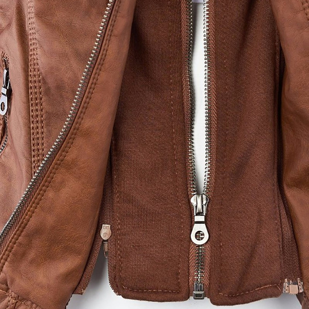 MP | Stylish Hooded Leather Jacket