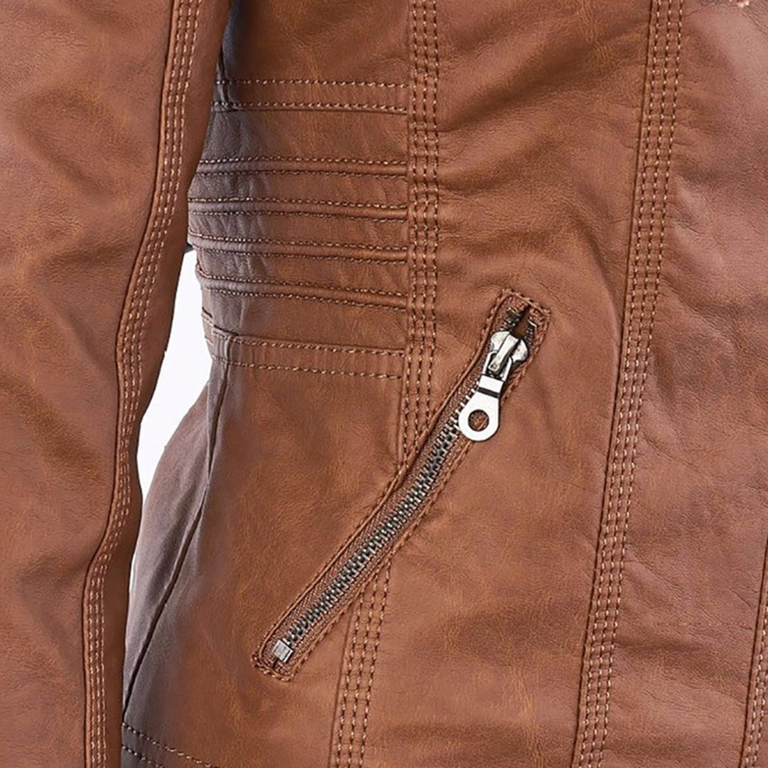 MP | Stylish Hooded Leather Jacket