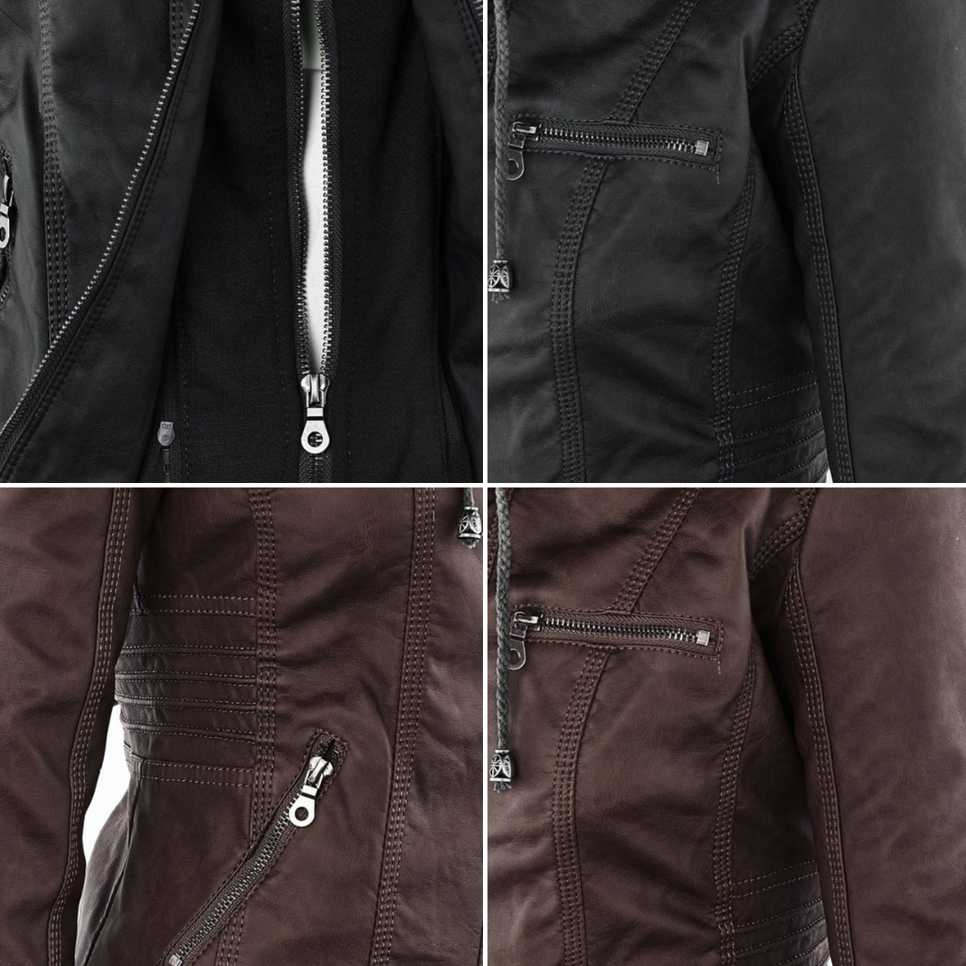 MP | Stylish Hooded Leather Jacket