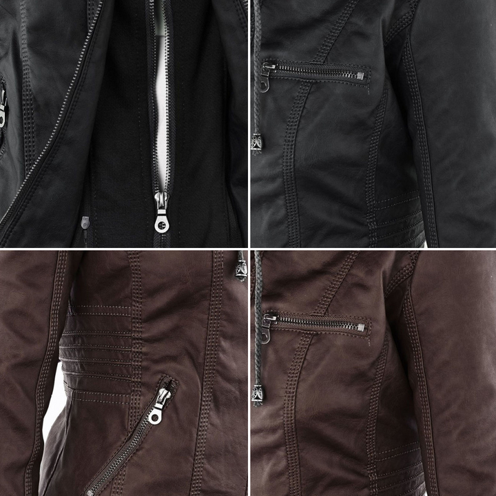 MP | Stylish Hooded Leather Jacket
